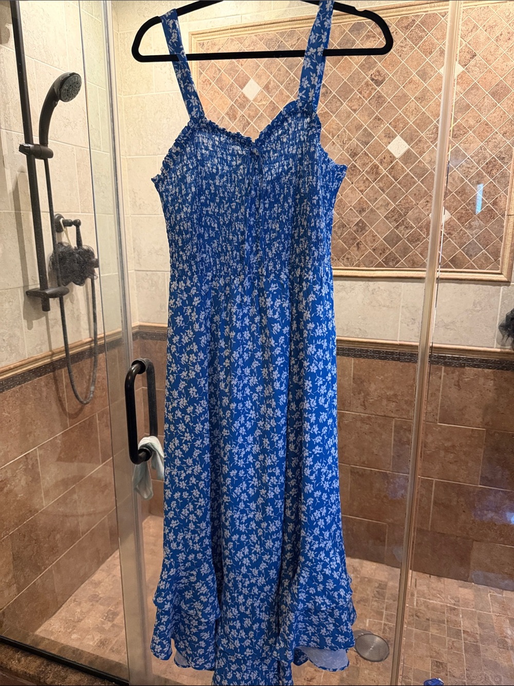 Grace Karin Blue Floral Smocked Sundress - Women size L